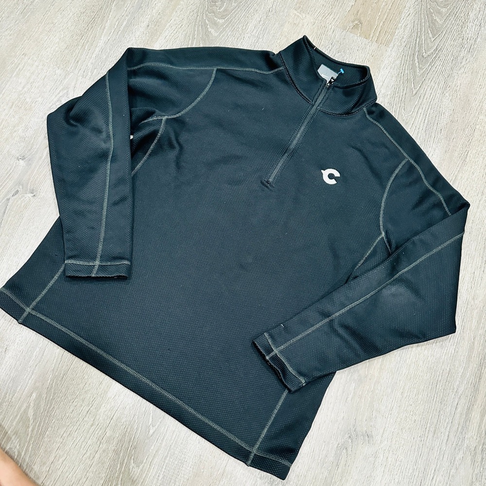 Nike Golf Sweater Men's Large Therma-FIT Black Quarter Zip Canary Logo Sweater